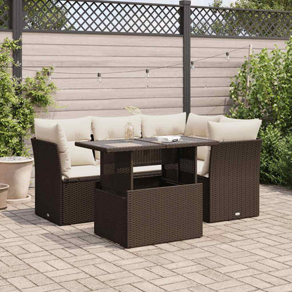 Set De Sofás Jardín Y Cojines 5 Pzas Ratán Sintético