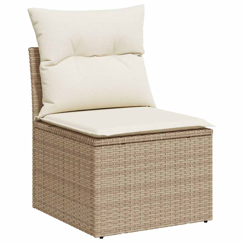 Set De Sofás De Jardín Con Cojines 9 Pzas Ratán Sintético Beige