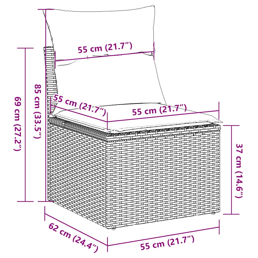 Set De Sofás De Jardín Con Cojines 9 Pzas Ratán Sintético Beige