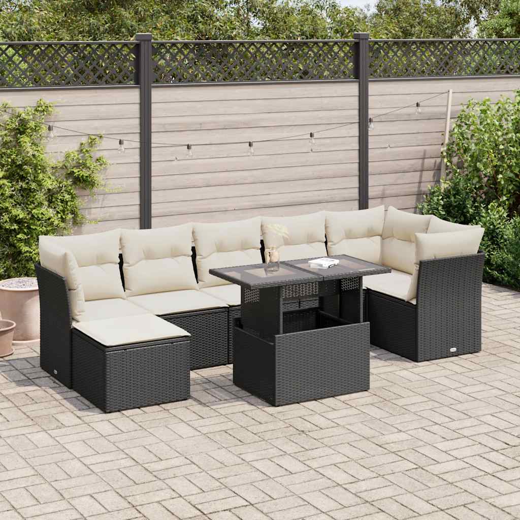 Set De Sofás De Jardín 8 Pzas Y Cojines Ratán Sintético Gris