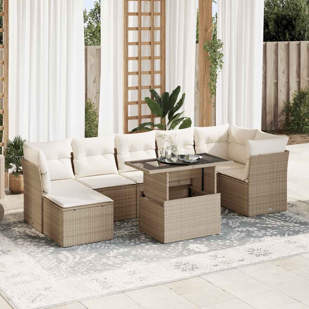 Set De Sofás De Jardín 8 Pzas Y Cojines Ratán Sintético Gris
