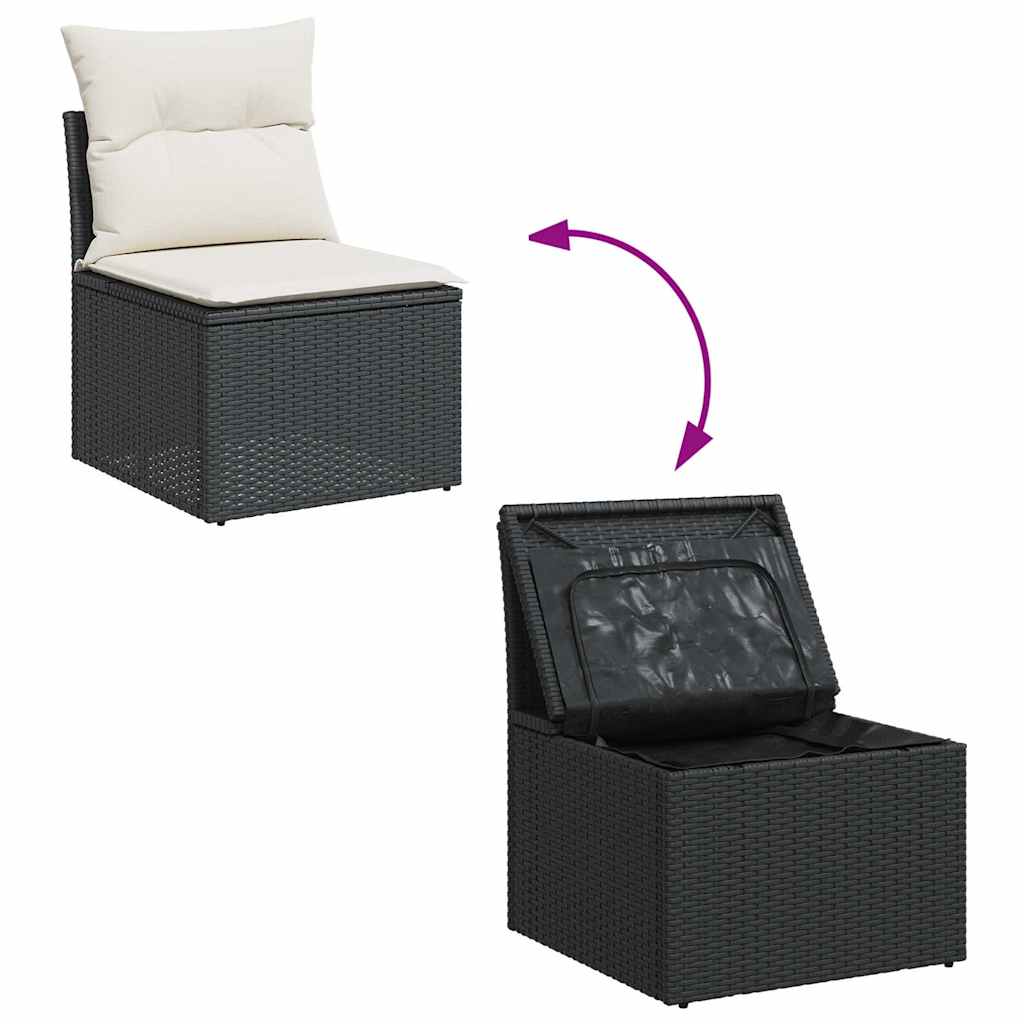 Set De Sofás De Jardín Y Cojines 10 Pzas Ratán Sintético Negro