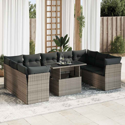 Set De Sofás De Jardín Y Cojines 10 Pzas Ratán Sintético Negro