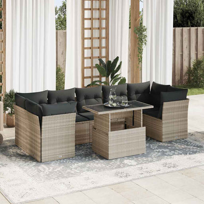 Set De Sofás De Jardín Y Cojines 10 Pzas Ratán Sintético Negro