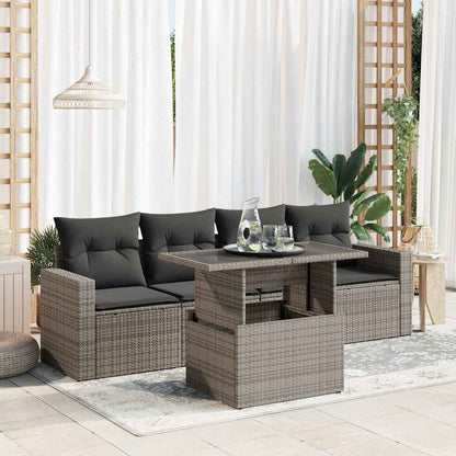 Set De Sofás Jardín Y Cojines 5 Pzas Ratán Sintético