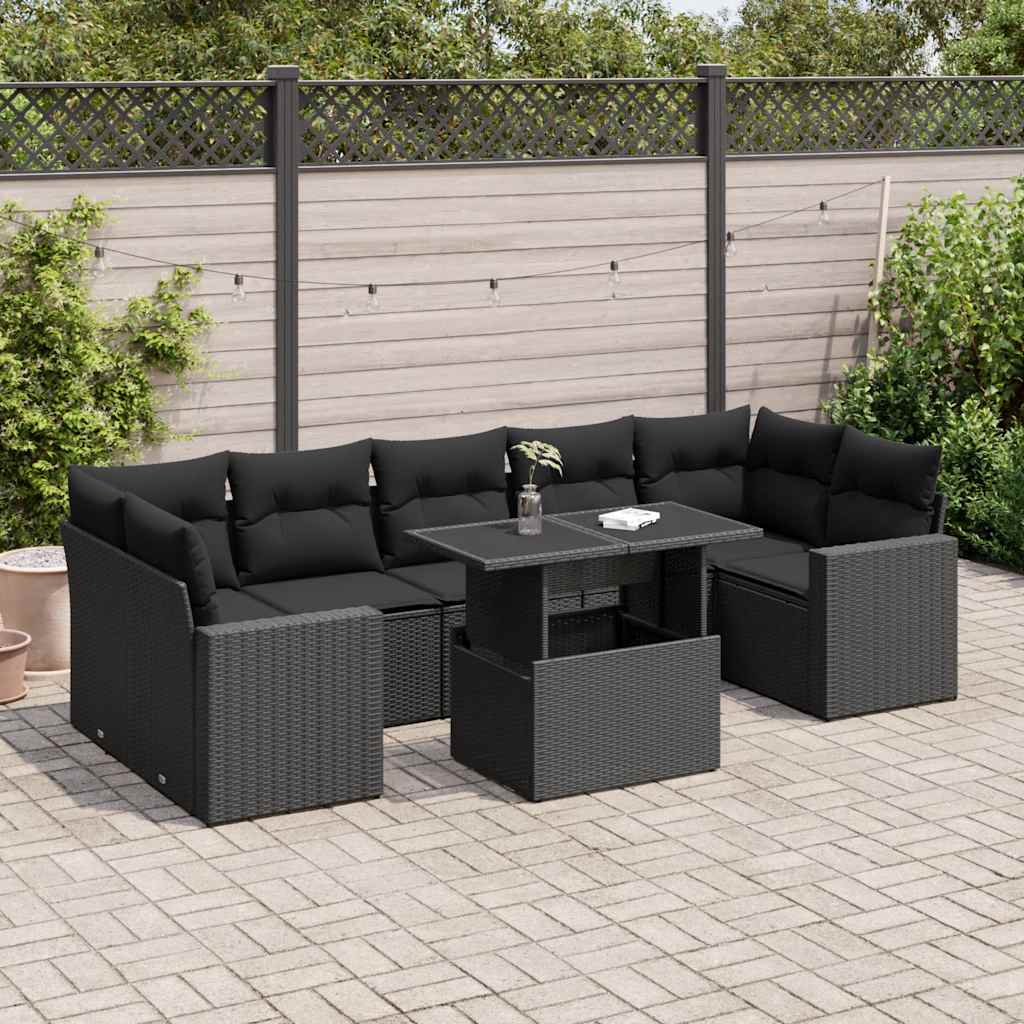 Set De Sofás De Jardín Y Cojines 8 Piezas Ratán Sintético