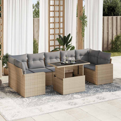 Set De Sofás De Jardín Y Cojines 8 Piezas Ratán Sintético