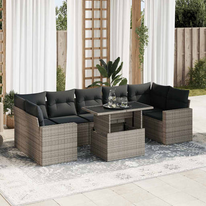 Set De Sofás De Jardín Y Cojines 8 Piezas Ratán Sintético