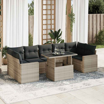 Set De Sofás De Jardín Y Cojines 8 Piezas Ratán Sintético