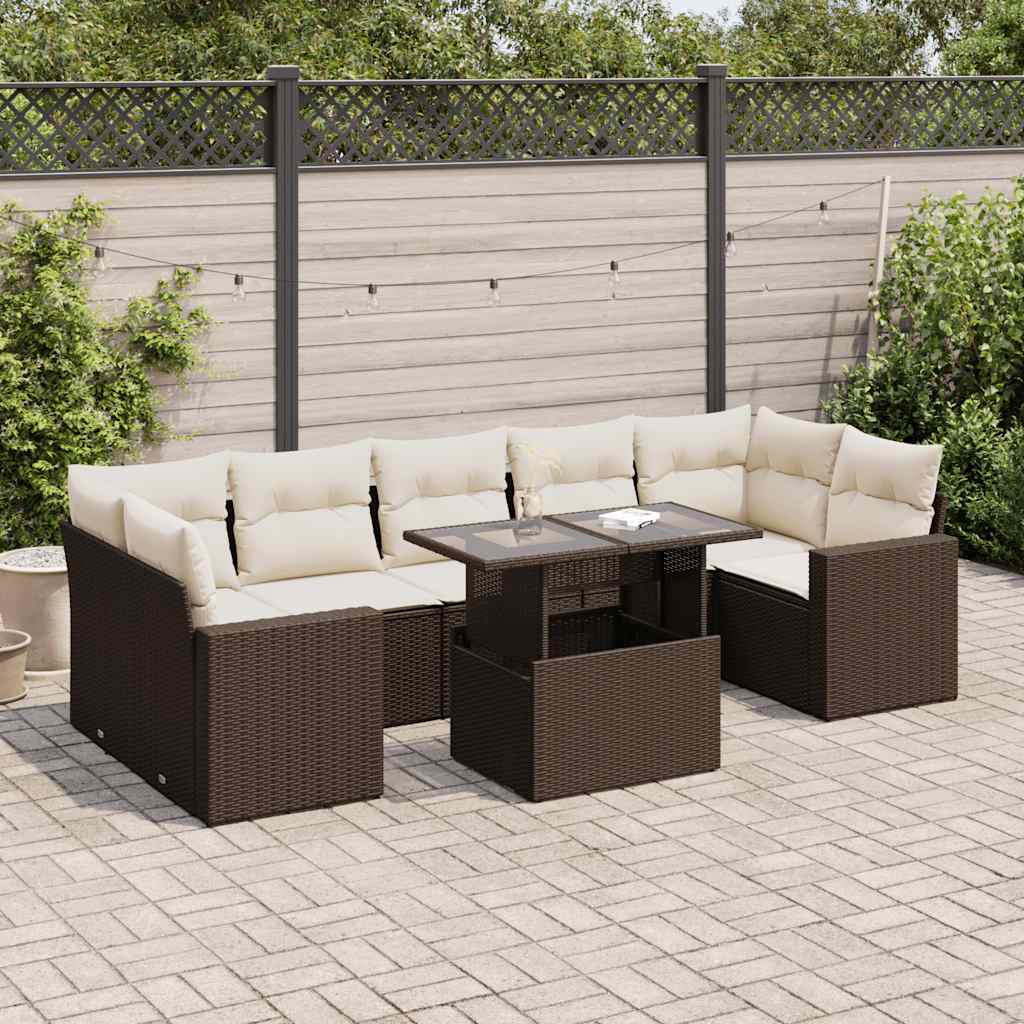 Set De Sofás De Jardín Y Cojines 8 Piezas Ratán Sintético