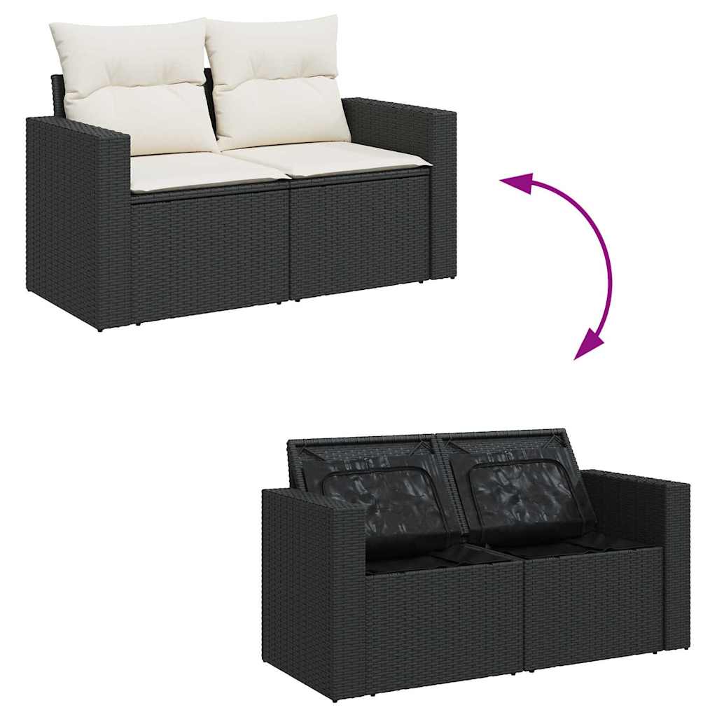 Set De Sofás De Jardín 6 Piezas Y Cojines Ratán Sintético Negro