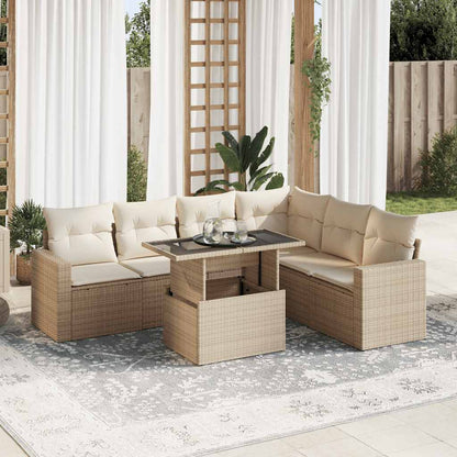 Set De Sofás De Jardín 7 Pzas Con Cojines Ratán Sintético