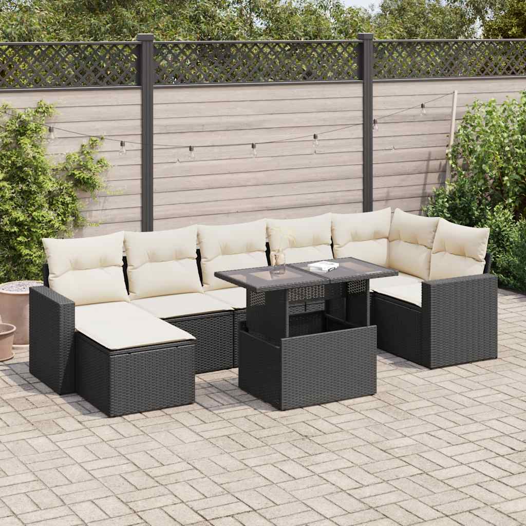 Set De Sofás De Jardín Y Cojines 8 Piezas Ratán Sintético Beige