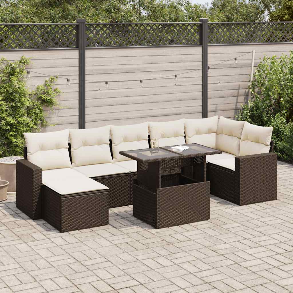 Set De Sofás De Jardín Y Cojines 8 Piezas Ratán Sintético Beige