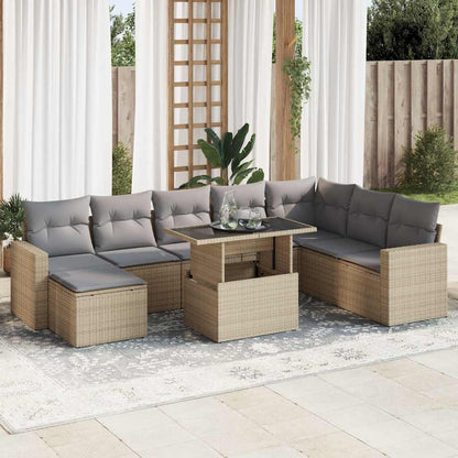 Set De Sofás De Jardín Con Cojines 9 Pzas Ratán Sintético Negro