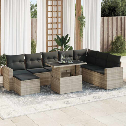 Set De Sofás De Jardín Con Cojines 9 Pzas Ratán Sintético Negro