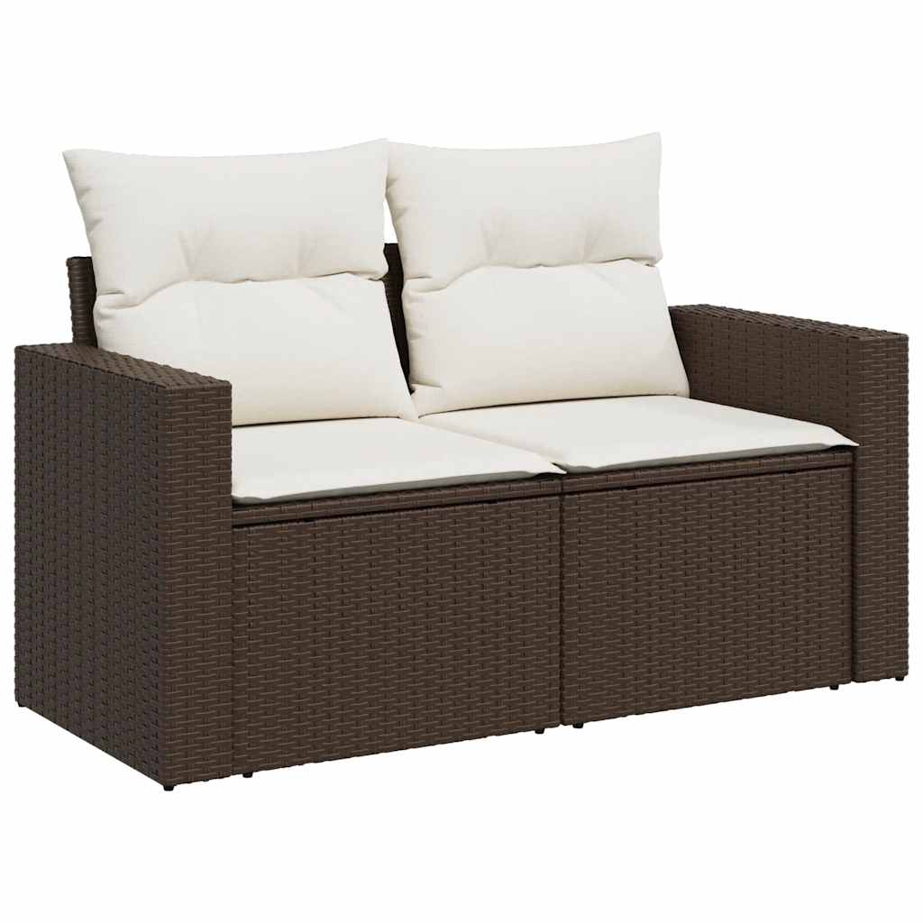 Set De Sofás De Jardín 10 Pzas Y Cojines Ratán Sintético Marrón