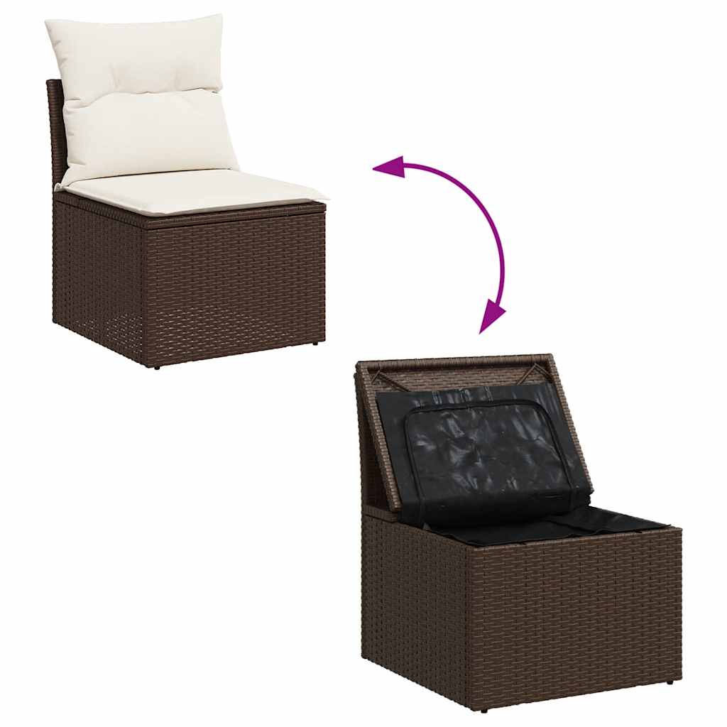 Set De Sofás De Jardín 10 Pzas Y Cojines Ratán Sintético Marrón