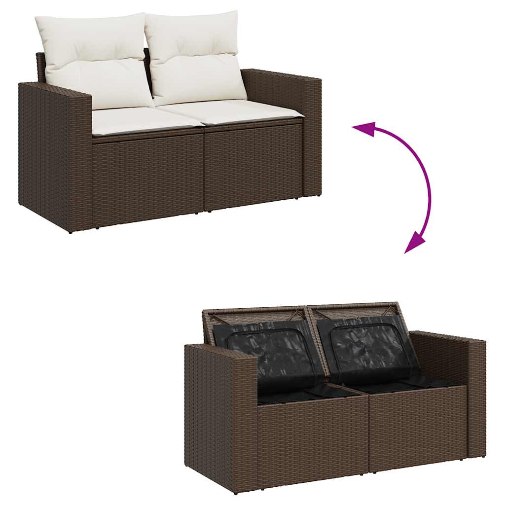 Set De Sofás De Jardín 10 Pzas Y Cojines Ratán Sintético Marrón