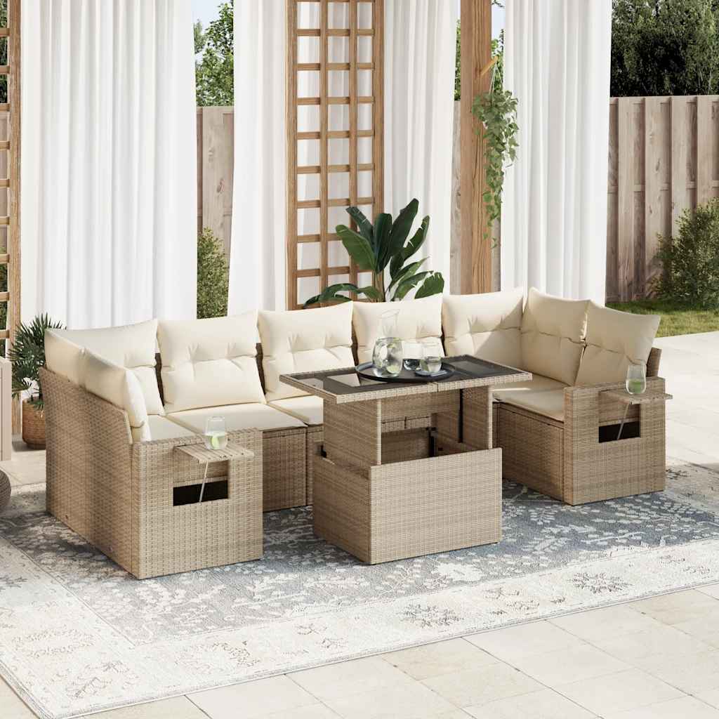 Set De Sofás De Jardín Y Cojines 8 Piezas Ratán Sintético Negro