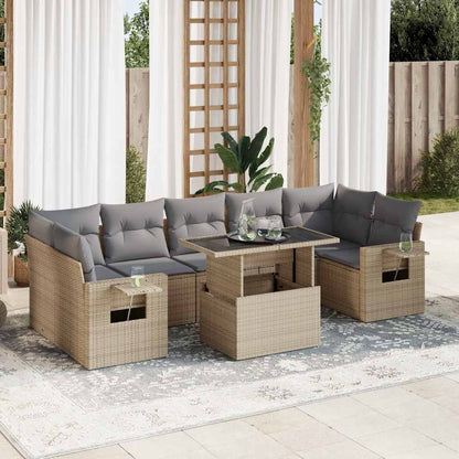 Set De Sofás De Jardín Y Cojines 8 Piezas Ratán Sintético Negro