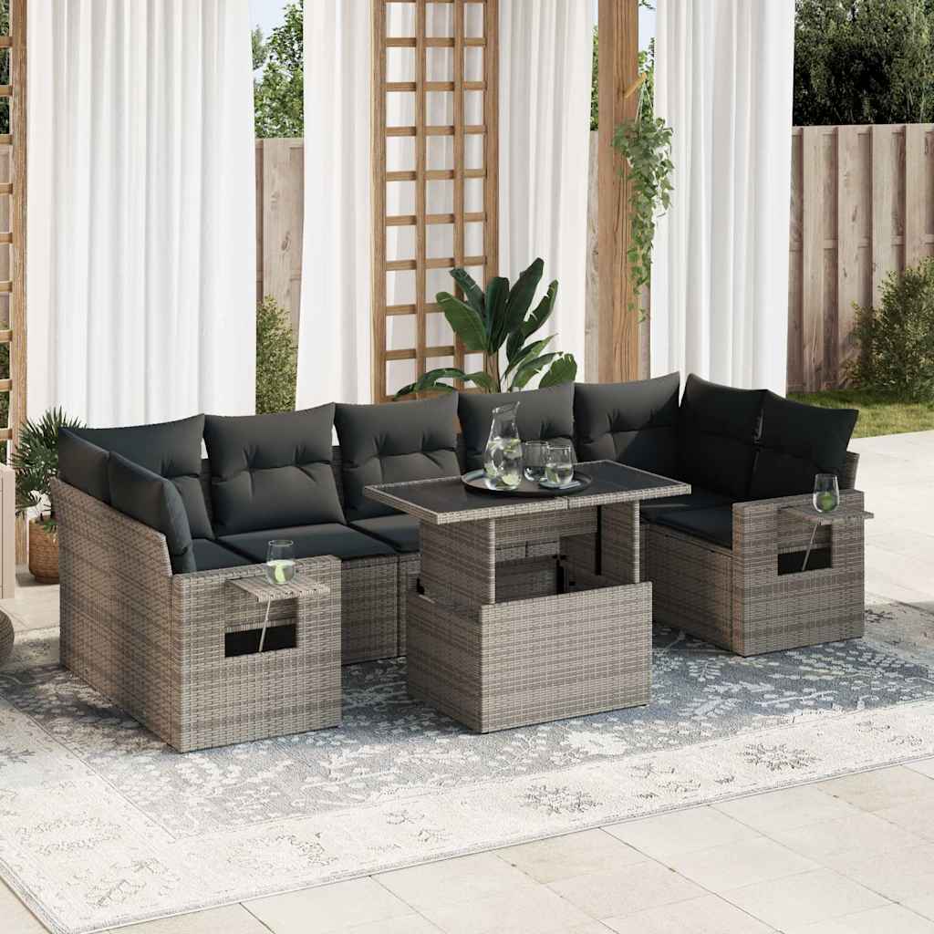 Set De Sofás De Jardín Y Cojines 8 Piezas Ratán Sintético Negro