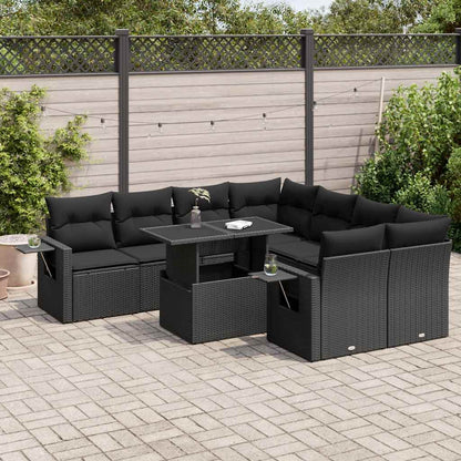 Set De Sofás De Jardín Con Cojines 9 Pzas Ratán Sintético Beige