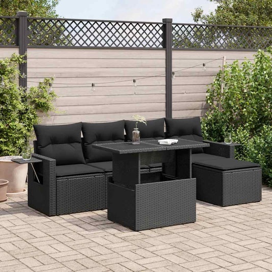 Set De Sofás De Jardín 6 Piezas Y Cojines Ratán Sintético