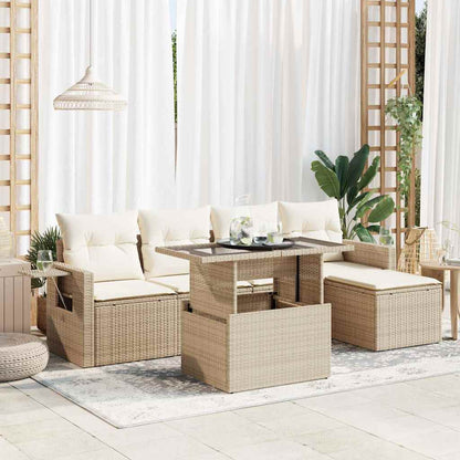 Set De Sofás De Jardín 6 Piezas Y Cojines Ratán Sintético