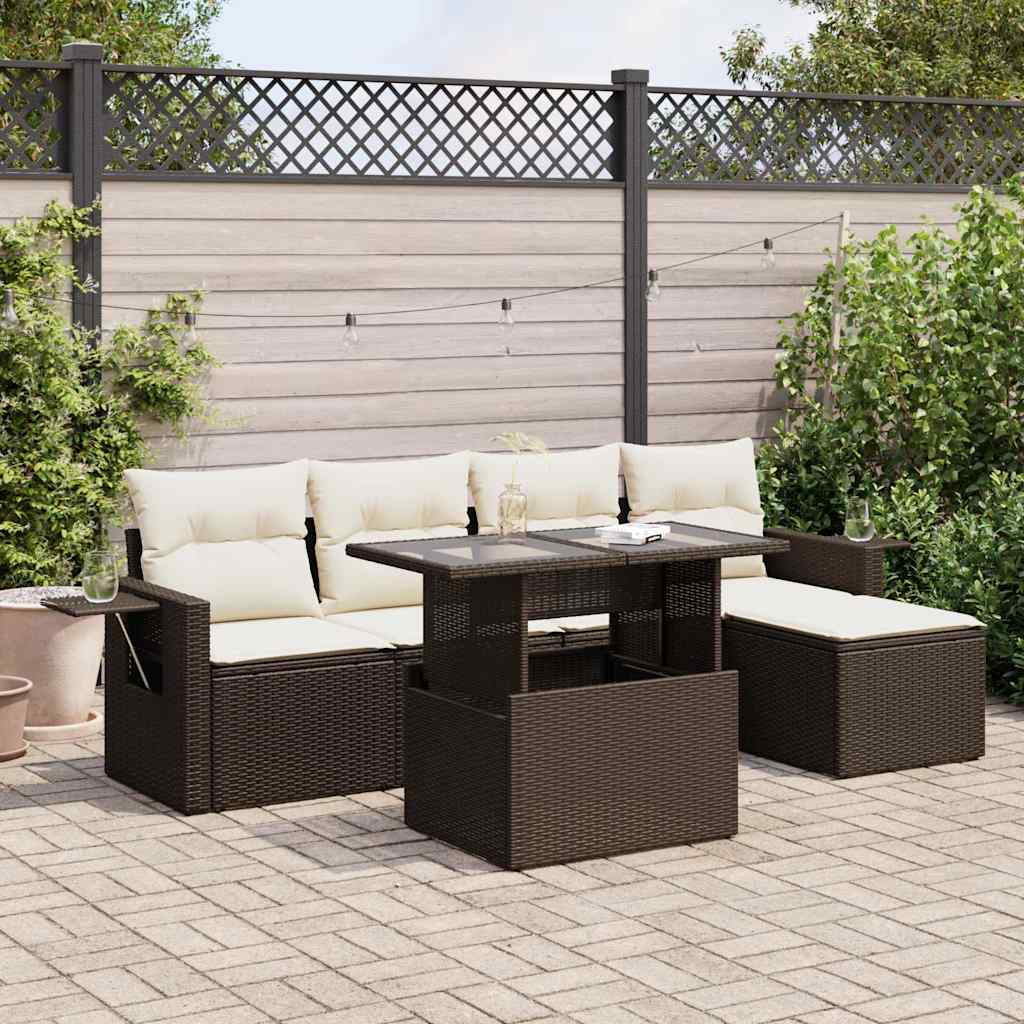 Set De Sofás De Jardín 6 Piezas Y Cojines Ratán Sintético
