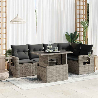 Set De Sofás De Jardín 6 Piezas Y Cojines Ratán Sintético Negro