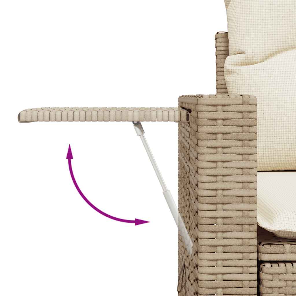 Set Sofás De Jardín 7 Piezas Y Cojines Ratán Sintético Beige