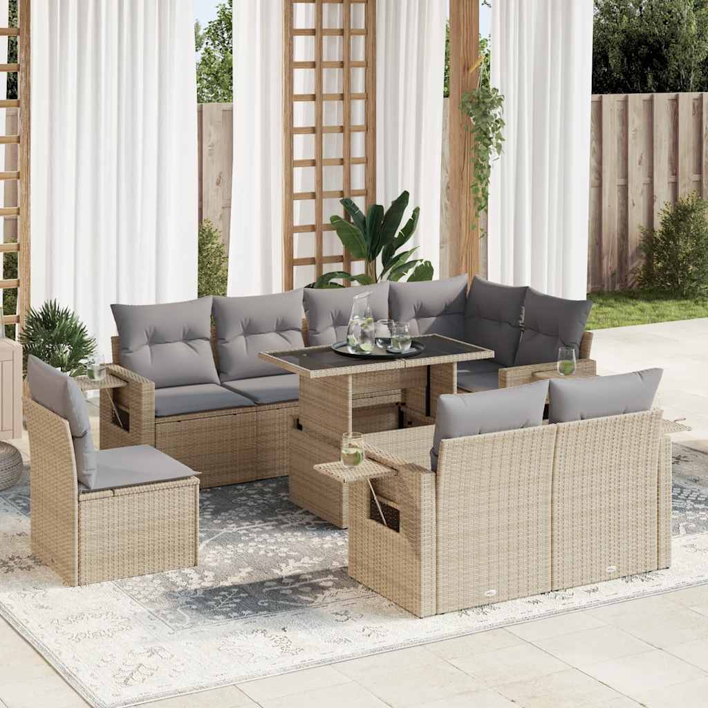Set De Sofás De Jardín Con Cojines 9 Pzas Ratán Sintético