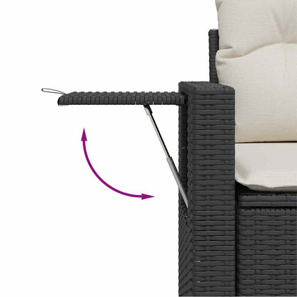 Set De Sofás De Jardín 7 Pzas Con Cojines Ratán Sintético Negro