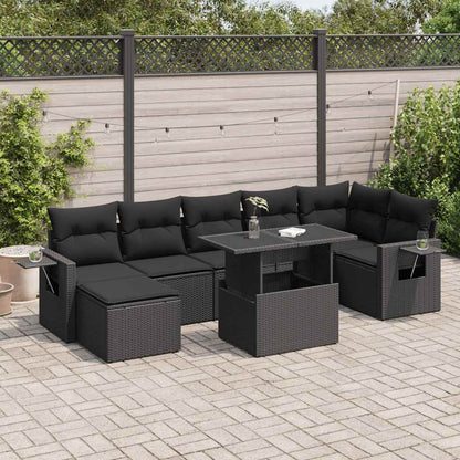 Set Sofás De Jardín 8 Piezas Y Cojines Ratán Sintético Marrón