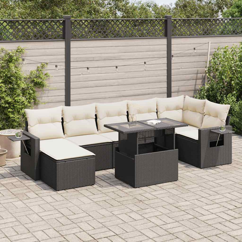 Set Sofás De Jardín 8 Piezas Y Cojines Ratán Sintético Marrón