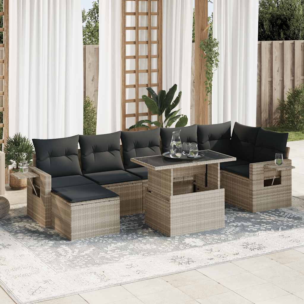 Set Sofás De Jardín 8 Piezas Y Cojines Ratán Sintético Marrón