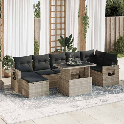Set Sofás De Jardín 8 Piezas Y Cojines Ratán Sintético Marrón