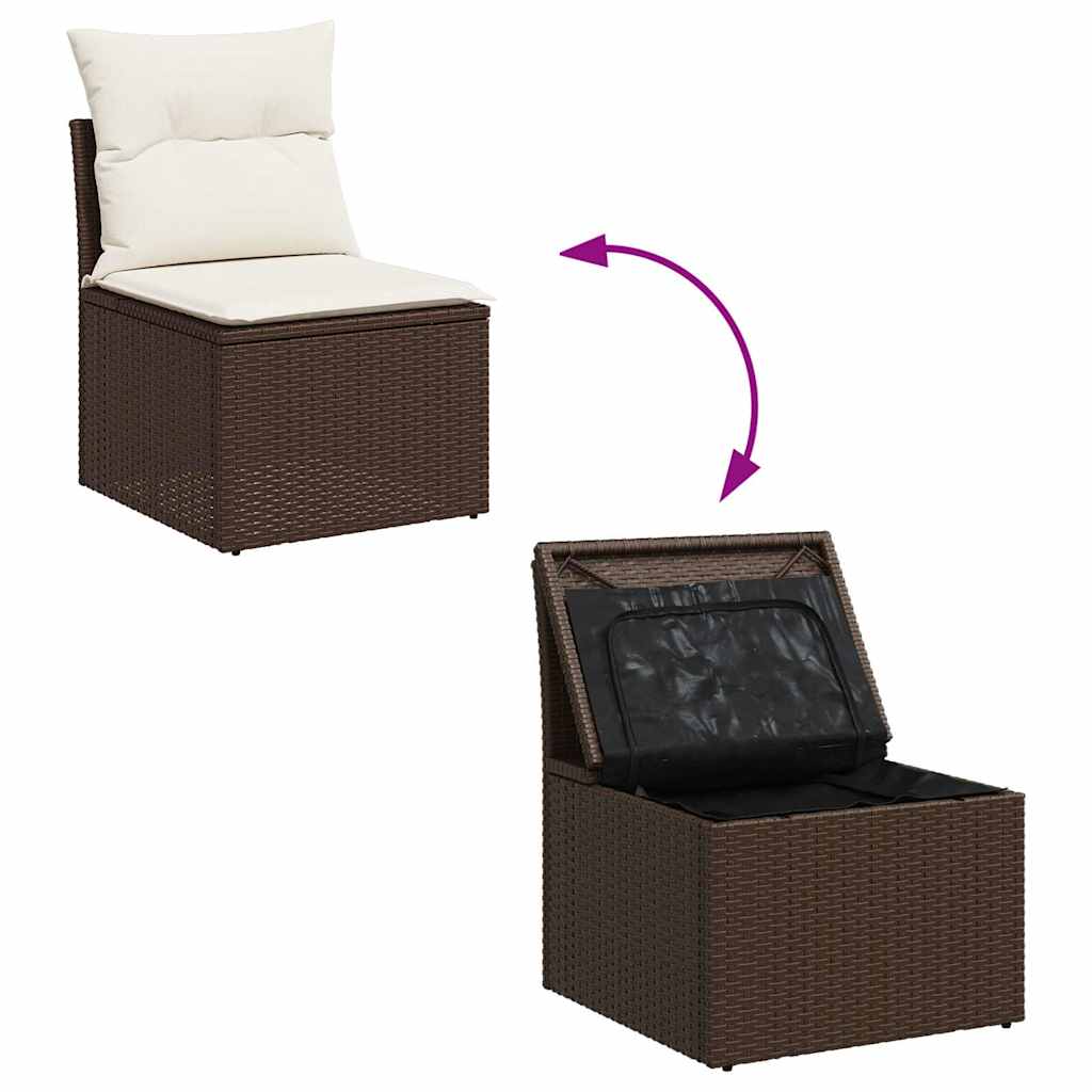 Set Sofás De Jardín 8 Piezas Y Cojines Ratán Sintético Marrón