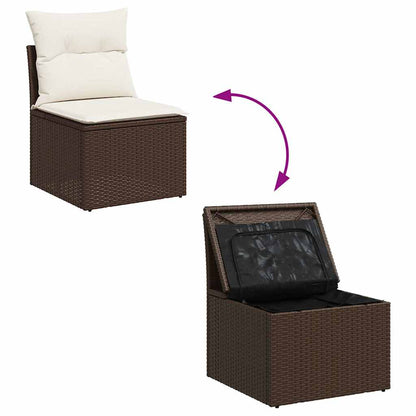 Set Sofás De Jardín 8 Piezas Y Cojines Ratán Sintético Marrón