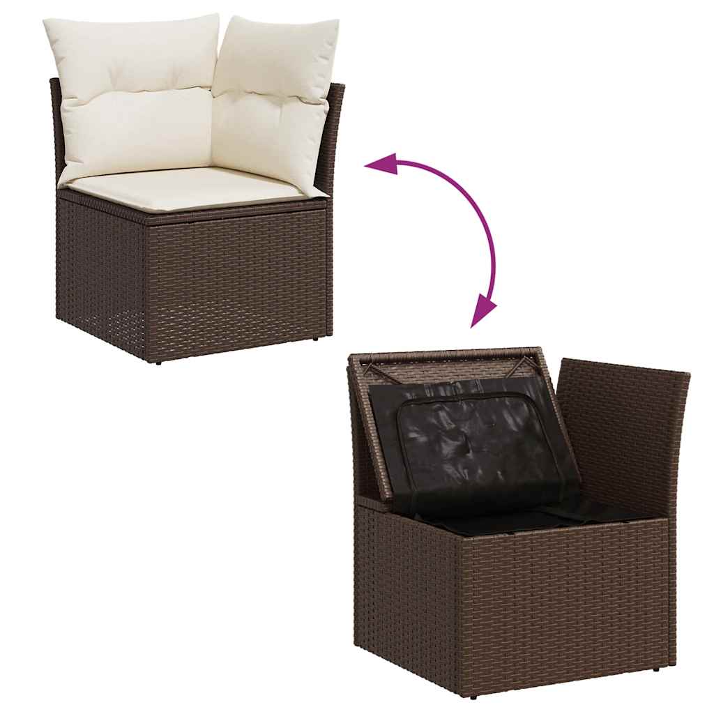 Set Sofás De Jardín 8 Piezas Y Cojines Ratán Sintético Marrón