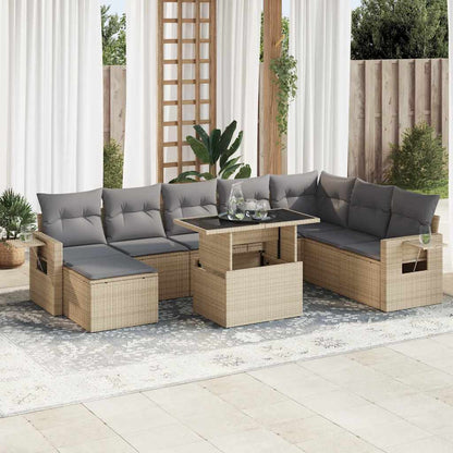 Set De Sofás De Jardín Con Cojines 9 Pzas Ratán Sintético