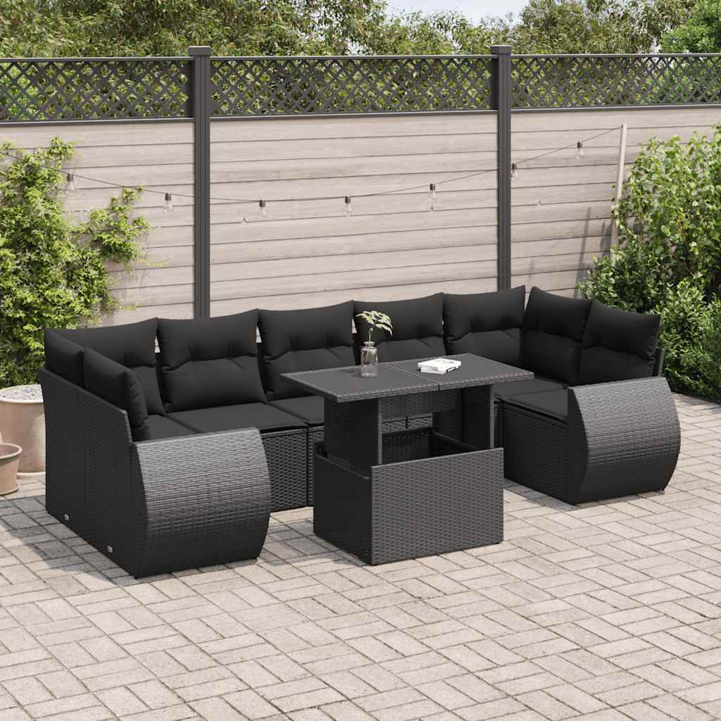 Set Sofás De Jardín 8 Piezas Y Cojines Ratán Sintético Marrón