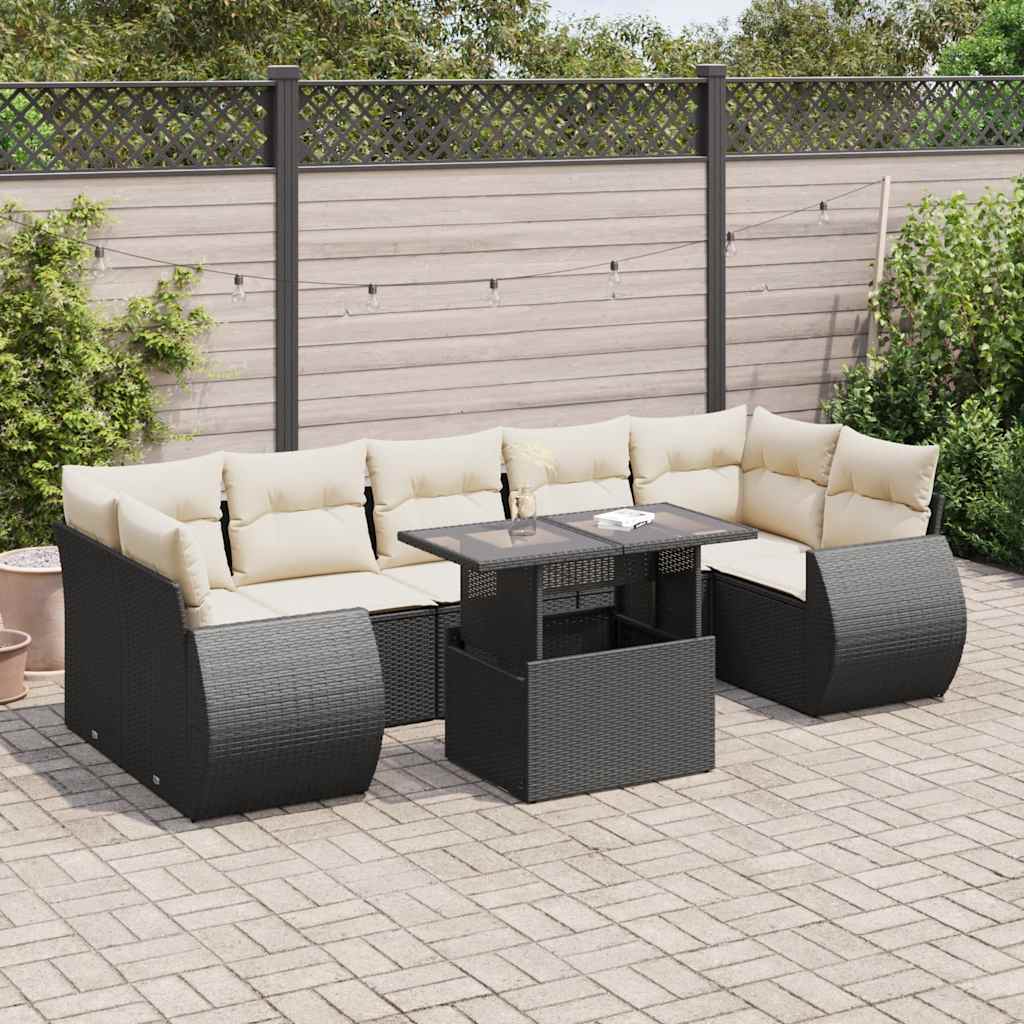Set Sofás De Jardín 8 Piezas Y Cojines Ratán Sintético Marrón