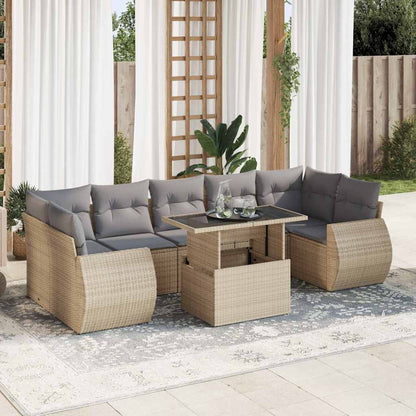 Set Sofás De Jardín 8 Piezas Y Cojines Ratán Sintético Marrón