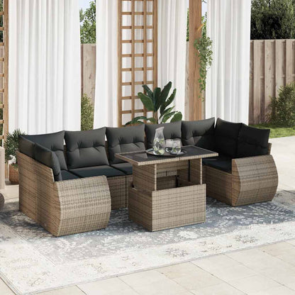 Set Sofás De Jardín 8 Piezas Y Cojines Ratán Sintético Marrón