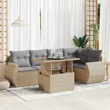 Set De Sofás De Jardín 6 Piezas Y Cojines Ratán Sintético