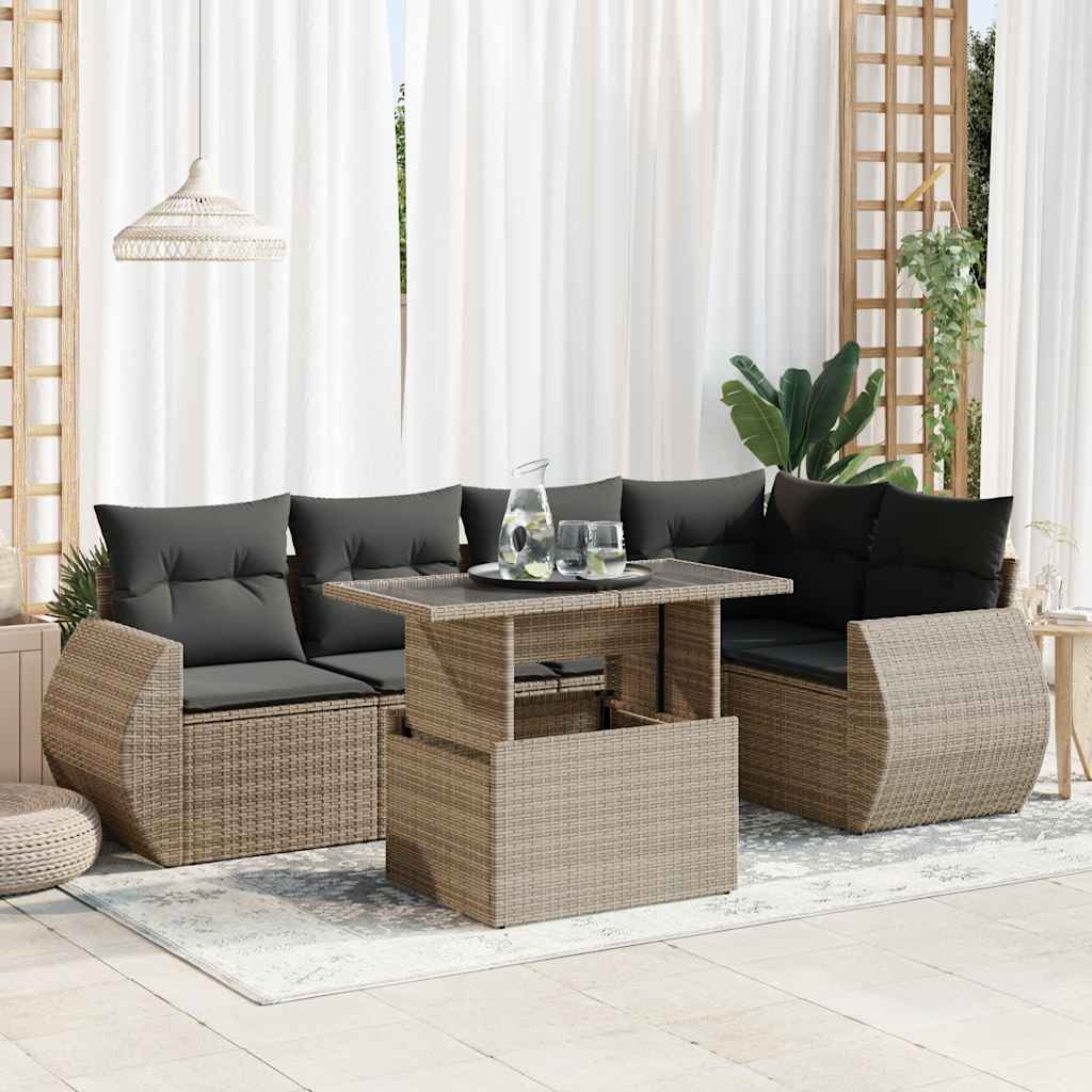 Set De Sofás De Jardín 6 Piezas Y Cojines Ratán Sintético