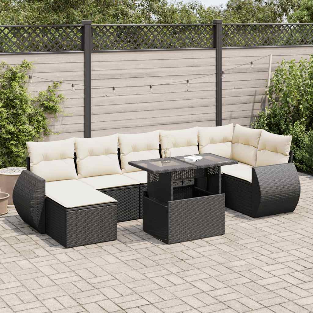 Set Sofás De Jardín 8 Piezas Y Cojines Ratán Sintético Marrón