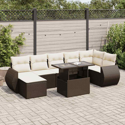 Set Sofás De Jardín 8 Piezas Y Cojines Ratán Sintético Marrón